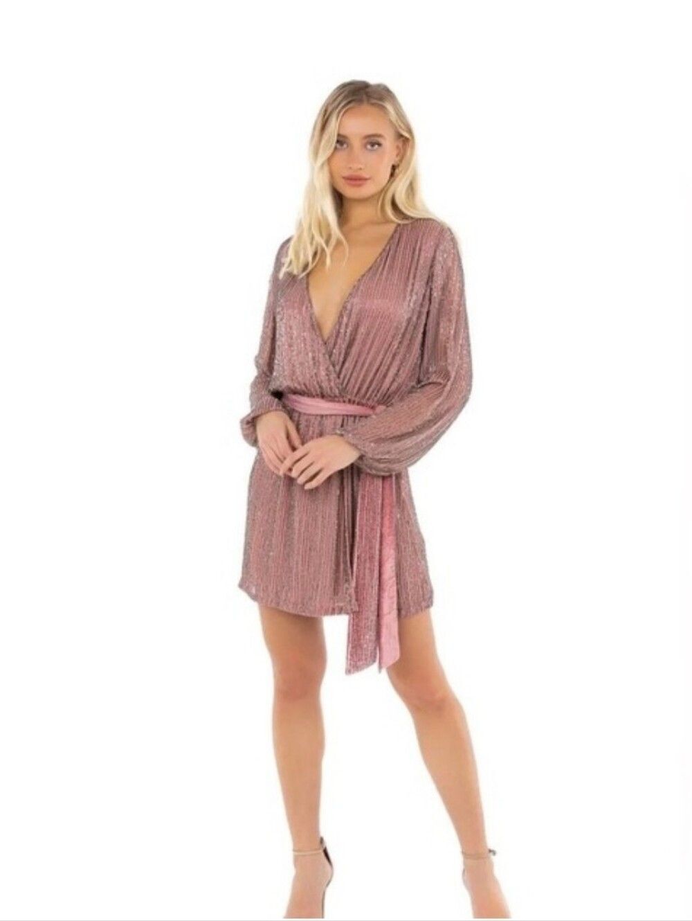 Karina Grimaldi Garda Beaded Mini Dress Nude Rose Pink Nwot Gorgeous Small